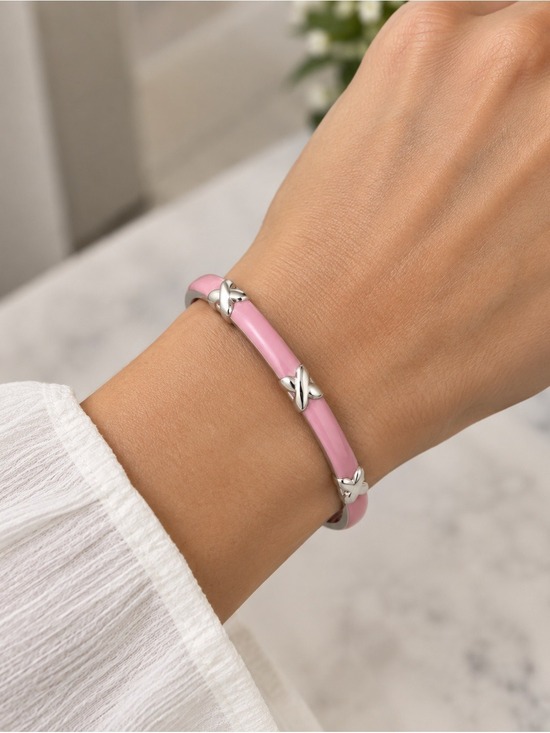 Tiffany & Co. Jewelry - TIFFANY & CO Pink Enamel Wide Med Bangle Bracelet